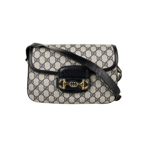Gucci navy Guccissima leather 1955 Horse-bit shoulder bag - Picture 1 of 8